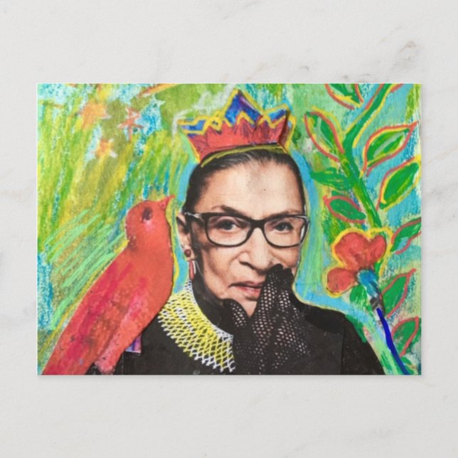 Art Post Card RGB Ruth Gader Ginsburg und Bird Postkarte (Vorderseite)