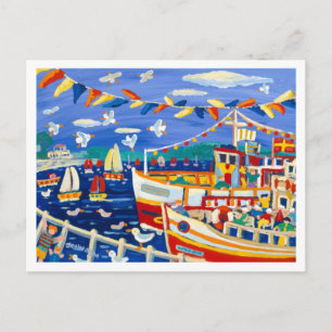 Art Postcard: Beany Hats & Pleasure Boats Falmouth Postkarte
