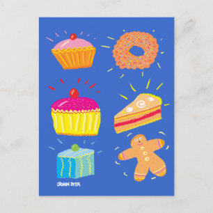 Art Postcard: Kuchen, Fancies and Gingerbree Man Postkarte