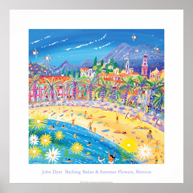 Art Poster: Baden von Babes & Sommer Blume, Menton Poster (Vorne)