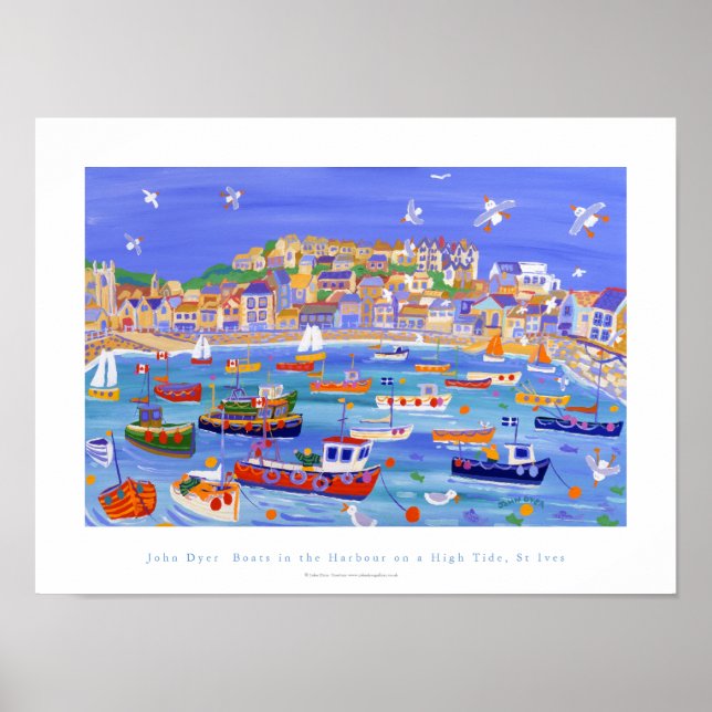 Art Poster: Boote im Hafen, St Ives, Cornwall Poster (Vorne)