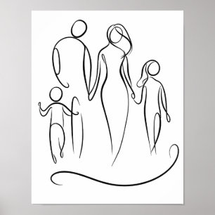 Art-Poster der Family Line   Minimalistische Zeich Poster