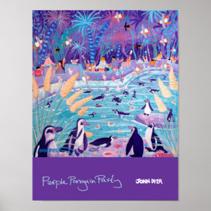 Art Poster: Lila Pinguin-Party im Zoo Poster