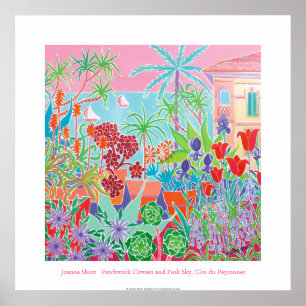 Art Poster: Patchwork Blume & Pink Sky Poster