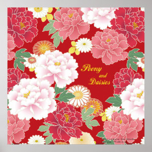 Art Poster "Peony and chrysanthemum"