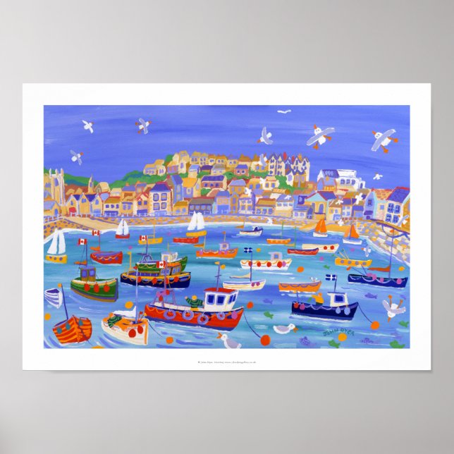 Art Print: Boote im Hafen, St Ives, Cornwall Poster (Vorne)