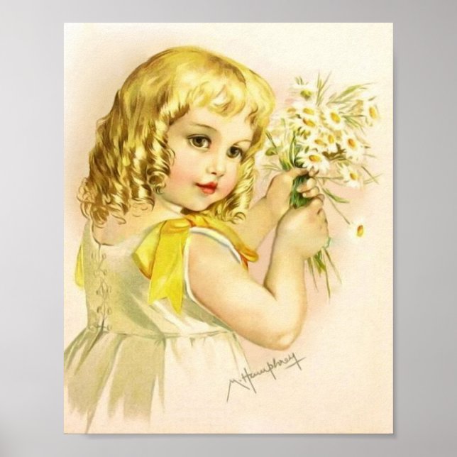 Art Print by Maud Humphrey Girl Yellow Dress Poster (Vorne)