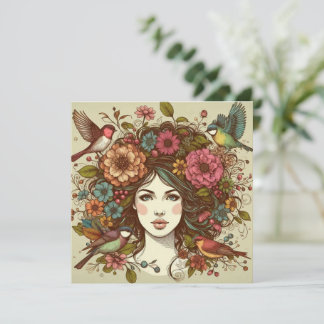 Art Print Card Vogelgesang im Herbst