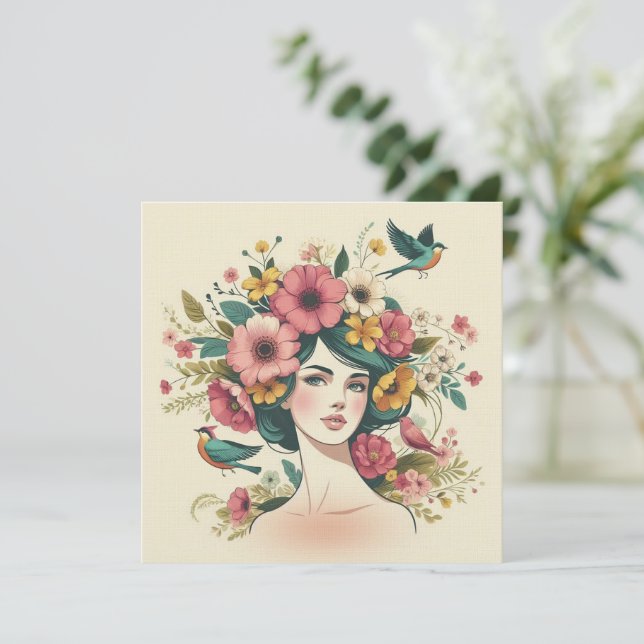 Art Print Card Vogelgesang im Sommer (Stehend Vorderseite)