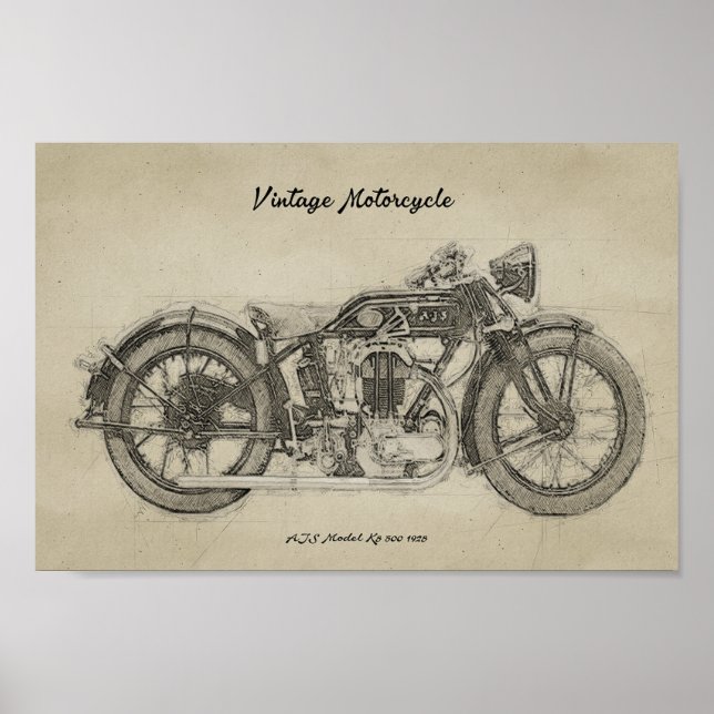 Art Print Classic Motorrad Poster (Vorne)