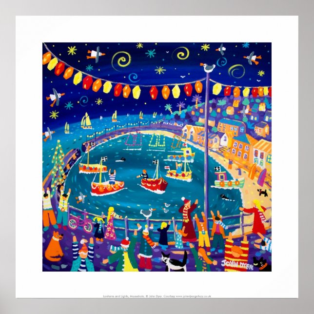 Art Print: Lanterns & Lights, Mousehole, Cornwall Poster (Vorne)