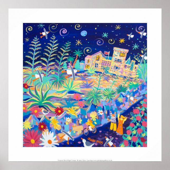 Art Print: Tropical Blue Night Tresco. Poster (Vorne)