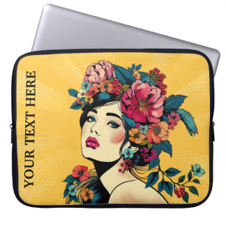 Art Print women with flower wreath Laptopschutzhülle