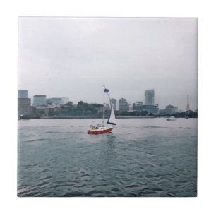 Art Red Sailboat Navy Yard Fliese