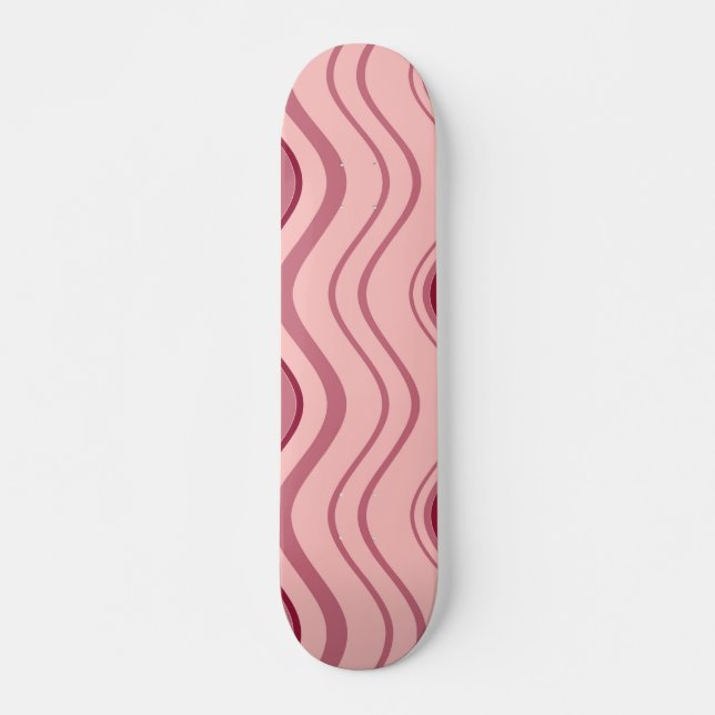 Art Retro Pink Wave Abstrakt Skateboard (Vorne)