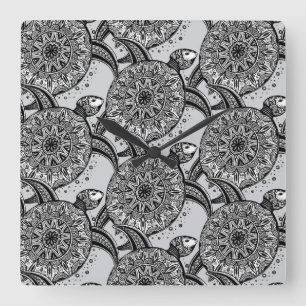 Art-Schildkröte-Muster Quadratische Wanduhr