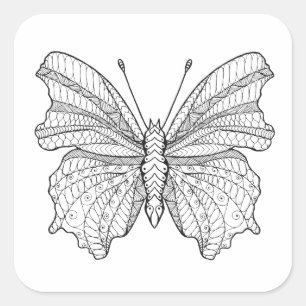 Art-Schmetterling 3 Quadratischer Aufkleber