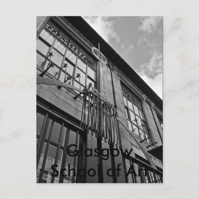 Art School16x12bw, Glasgow School of Art Postkarte (Vorderseite)