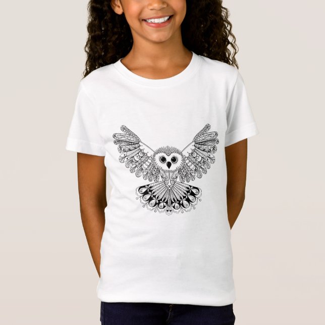 Art-schwarze Eule T-Shirt (Vorderseite)