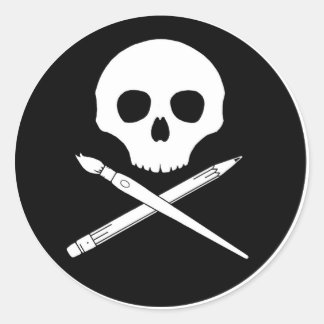 Art Skull Runder Aufkleber