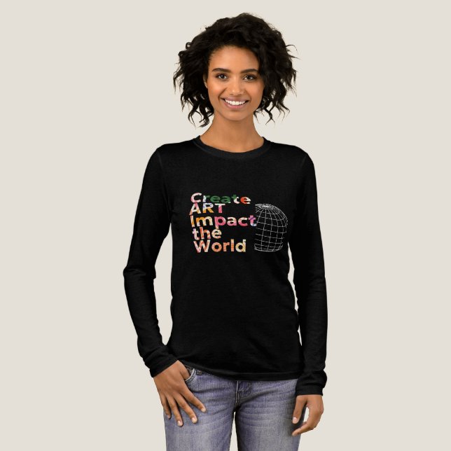 Art Slogan Long Sleeve Black T Shirt (Volle Vorderseite)