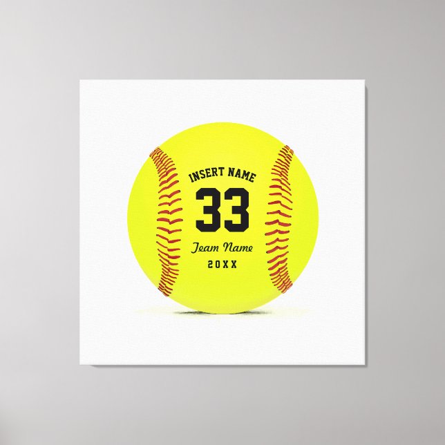 Art Softball Gelb rot und schwarz Custom Leinwanddruck (Vorderseite)