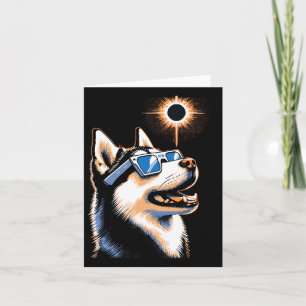 Art Solar Eclipse Husky Hund Tragen Eclips Brille Karte