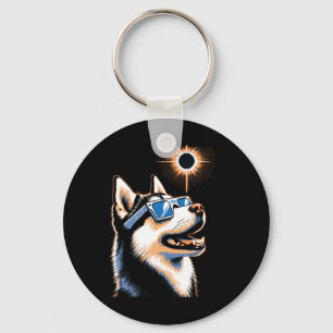 Art Solar Eclipse Husky Hund Tragen Eclips Brille Schlüsselanhänger