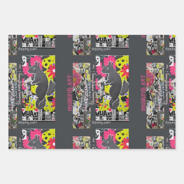 Art Squirrel Geschenkpapier Set (Vorderseite)