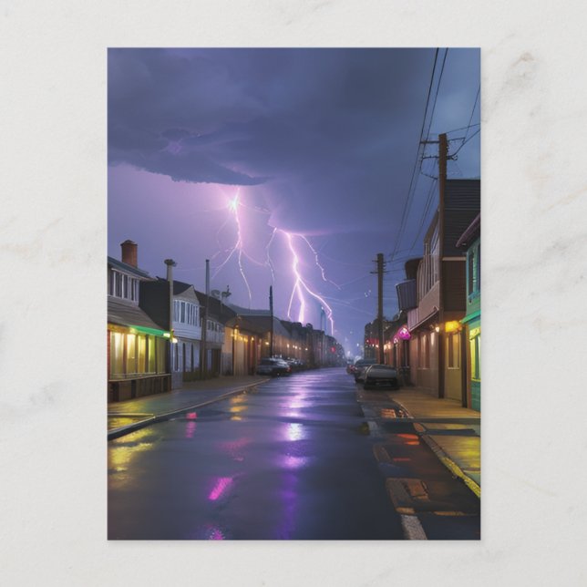 Art: Stormy Night Downtown Postkarte (Vorderseite)