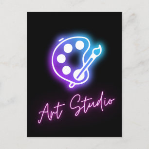 Art Studio Neon Line Postkarte