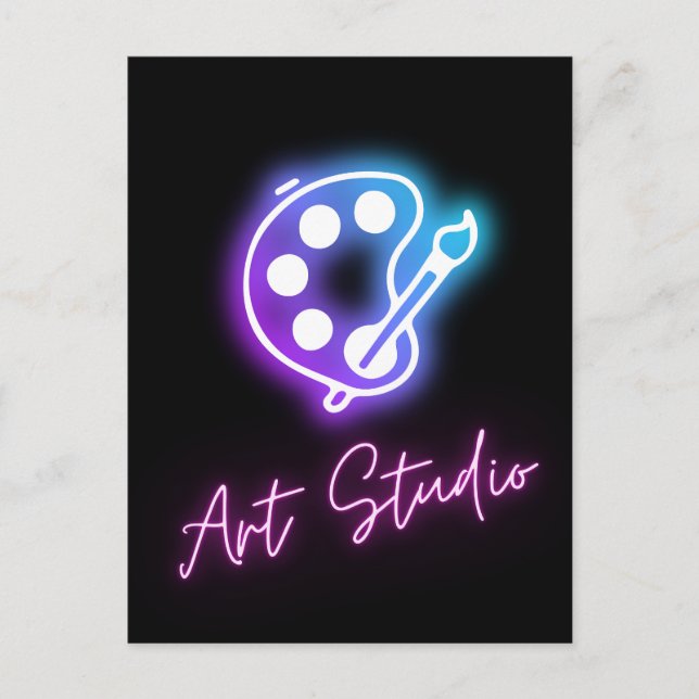 Art Studio Neon Line  Postkarte (Vorderseite)