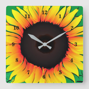 Art Sunflower - Sunny Quadratische Wanduhr