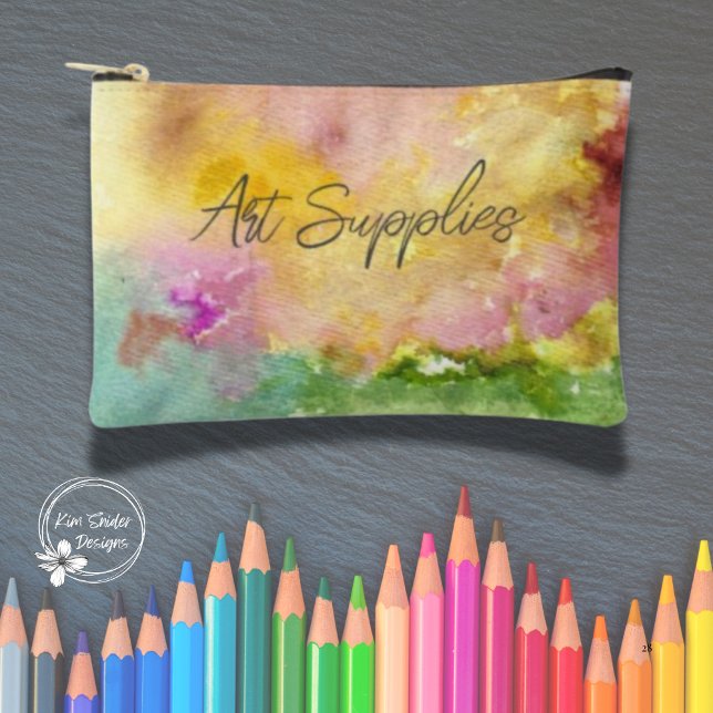 "Art Supplements" mit Abstraktem Aquarellhintergru Zubehörtasche (Von Creator hochgeladen)