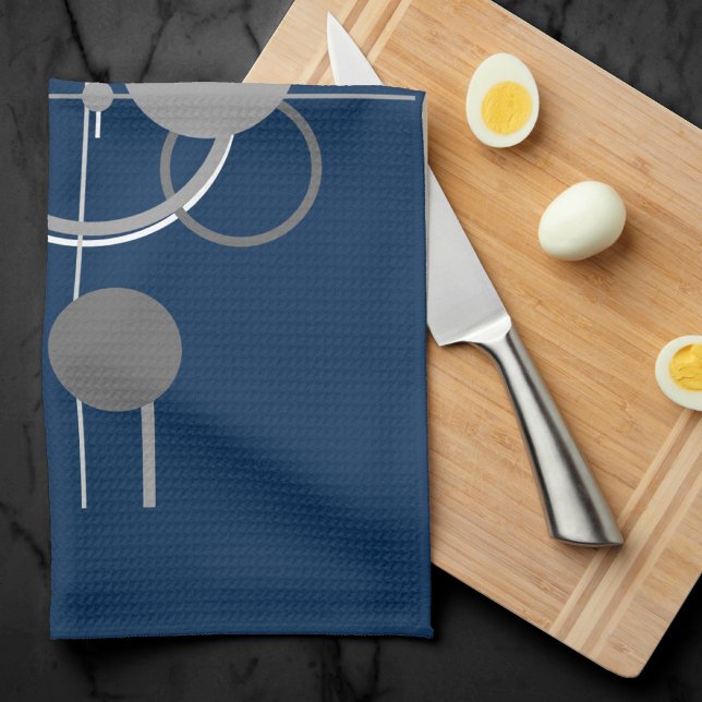 Art Tattoos Line | Abstrakt Navy Blue Dark Gray Geschirrtuch (Von Creator hochgeladen)