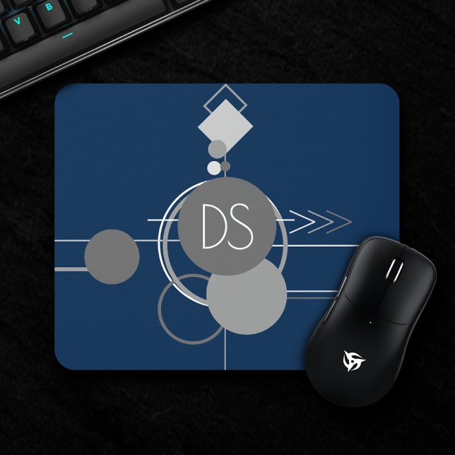 Art Tattoos Line | Abstrakt Navy Blue Gray Custom Mousepad (Von Creator hochgeladen)