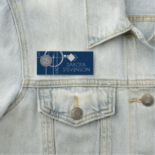 Art Tattoos Line Abstrakt Navy Blue Gray Custom Namensschild