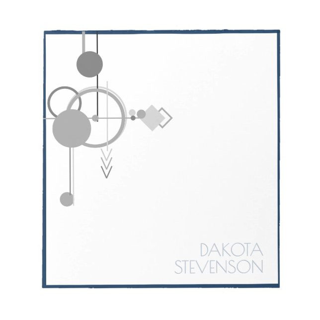 Art Tattoos Line | Navy Blue Gray Custom Branding Notizblock (Vorderseite)