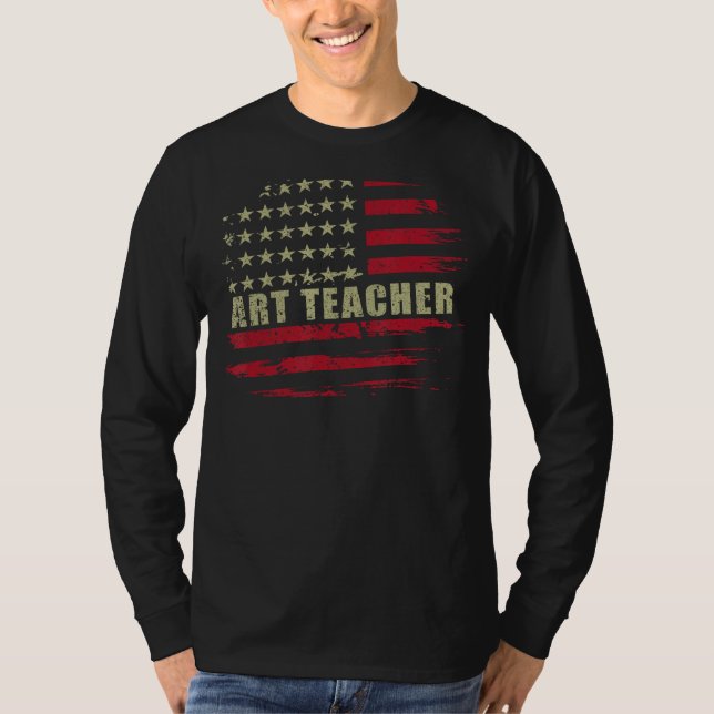 Art Teacher 4th Of July US Flag Patriotic American T-Shirt (Vorderseite)