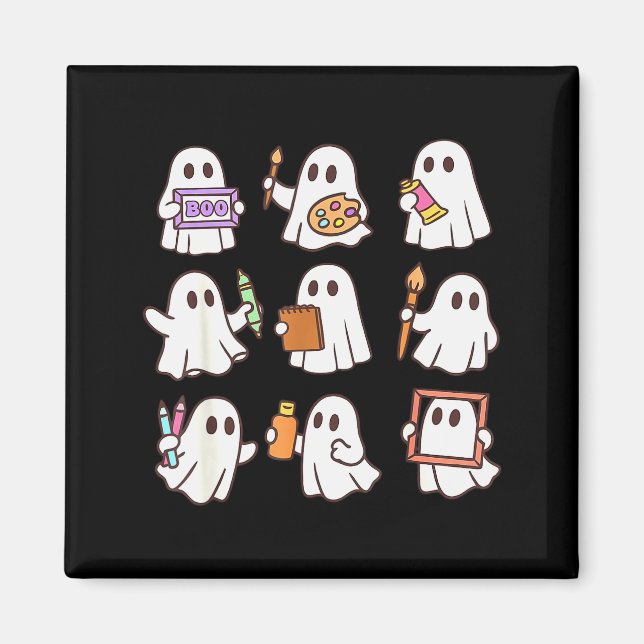 Art Teacher Ghost Halloween Artists Painter Teache Magnet (Vorne)