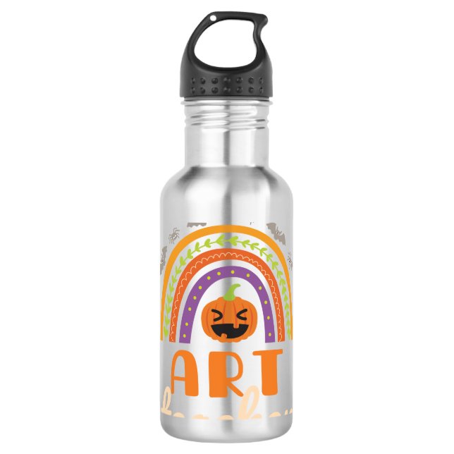 Art Teacher Halloween Boho Rainbow Edelstahlflasche (Vorderseite)