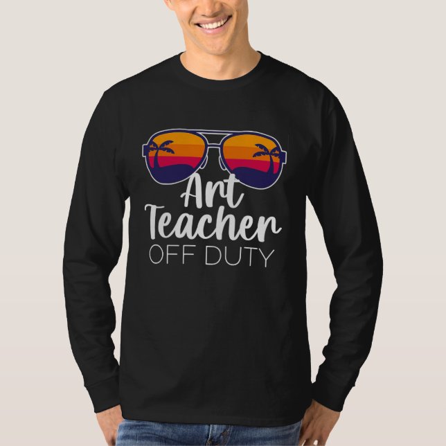 Art Teacher Off Duty Sunglasses Beach Sunset T-Shirt (Vorderseite)