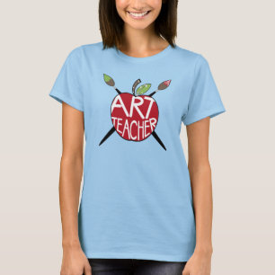 Art Teacher Painted Apple & Paint Brushs T-Shirt