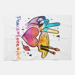 Art Teacher Peace Liebe Art für Künstler und Maler Geschirrtuch