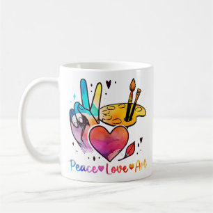 Art Teacher Peace Liebe Art für Künstler und Maler Kaffeetasse