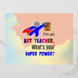 Art Teacher Superhero Folien Feiertagspostkarte