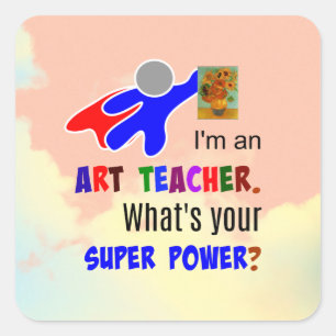 Art Teacher Superhero Quadratischer Aufkleber