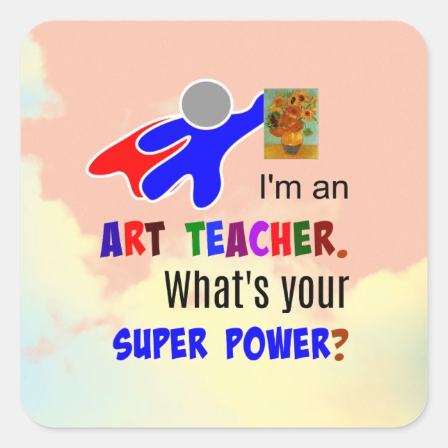 Art Teacher Superhero Quadratischer Aufkleber (Vorderseite)