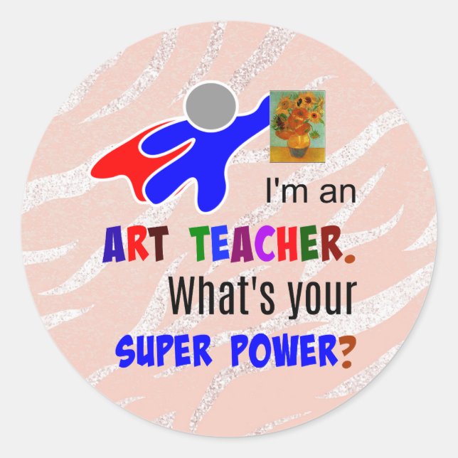 Art Teacher Superhero Runder Aufkleber (Vorderseite)