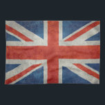 Art-Teetuch der BRITISCHEN britischen Küchentuch<br><div class="desc">Britisches Gewerkschafts-Jack-Fahneflaggen-Skala-3:5 mit einer Vintagen Retro oder Grungy Beschaffenheit. Der anwesende Entwurf der Gewerkschafts-Flagge rührt von eine königliche Proklamation her, die der Gewerkschaft von Großbritannien und von Irland im Jahre 1801 folgt. Die Flagge kombiniert Aspekte von drei älteren Staatsflaggen: das rote Kreuz von St George des Königreiches von England, des...</div>